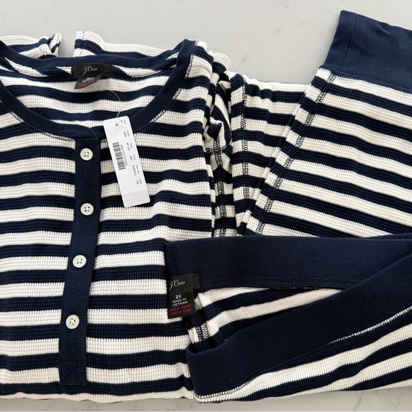 J. Crew Women's Navy and White Striped Pajamas - Picture 2 of 3
